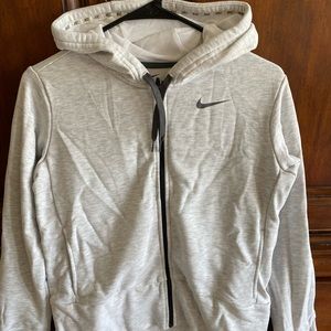 Nike light gray waist length full zip hoodie sweatshirt